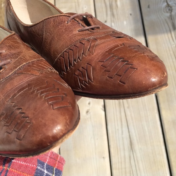 VINTAGE NARROW WOVEN ITALIAN LEATHER LOAFER FLATS - Picture 9 of 11